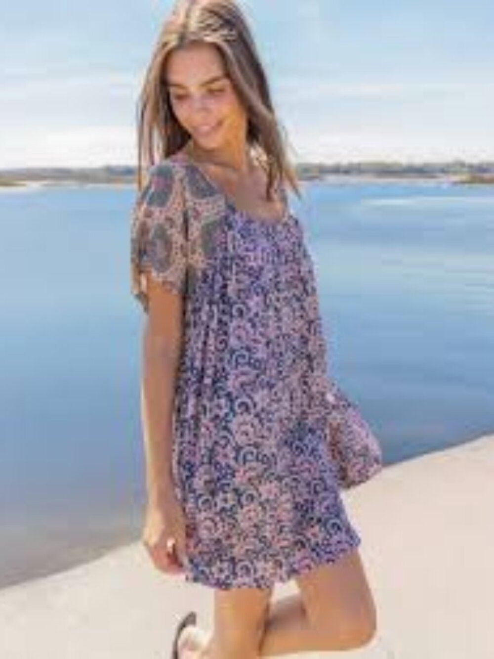 NWT Natural Life Summer Mini Dress - Abstract Vines L/XL